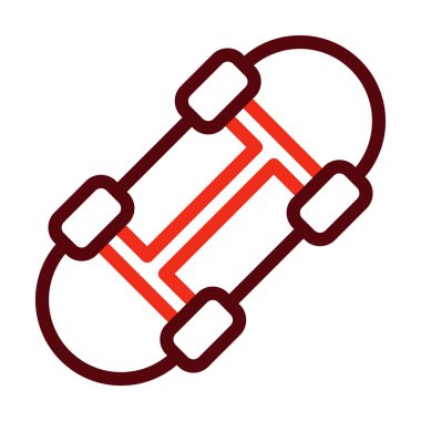 Kaykay Vektörü Kalın Çizgi Kişisel ve Ticari Kullanım İçin İki Renk Simgesi