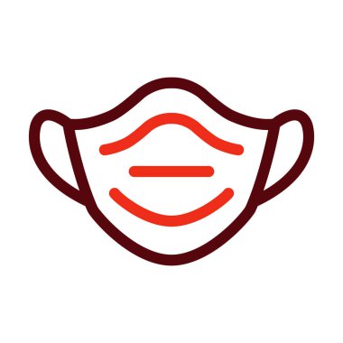 Yüz Maskesi Vektörü Kalın Çizgi Kişisel ve Ticari Kullanım İçin İki Renk Simgesi