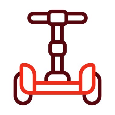 Segway Vektör Kalın Çizgisi Kişisel ve Ticari Kullanım İçin İki Renk Simgesi
