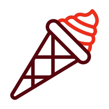 Dondurma Konisi Vektör Kalın Çizgisi Kişisel ve Ticari Kullanım İçin İki Renk Simgesi