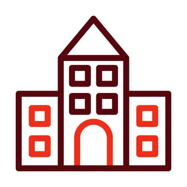 Okul Vektör Kalın Çizgisi Kişisel ve Ticari Kullanım İçin İki Renk Simgesi