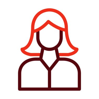 Kız Vektör Kalın Çizgisi Kişisel ve Ticari Kullanım İçin İki Renk Simgesi