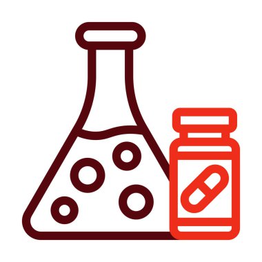 Tıbbi Vektör Kalın Çizgisi Kişisel ve Ticari Kullanım İçin İki Renk Simgesi