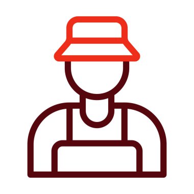 Çiftçi Vektör Kalın Çizgisi Kişisel ve Ticari Kullanım İçin İki Renk Simgesi