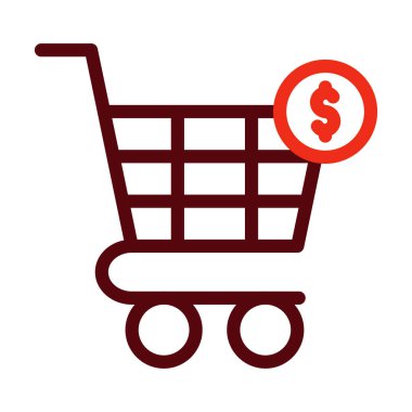 Alışveriş Arabası Kalın Çizgisi Kişisel ve Ticari Kullanım İçin İki Renk Simgesi