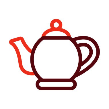 Çaydanlık Vektör Kalın Çizgisi Kişisel ve Ticari Kullanım İçin İki Renk Simgesi