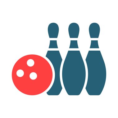 Kişisel ve ticari kullanım için Bowling Vektörü Sembolü İki Renk Simgesi