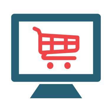 Kişisel ve ticari kullanım için Çevrimiçi Alışveriş Vektörü Glyph İki Renk Simgesi