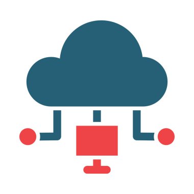 Kişisel ve ticari kullanım için Bulut Hesaplama Vektörü Kabartması İki Renk Simgesi