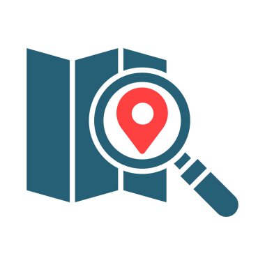 Kişisel ve ticari kullanım için Harita Vektör Sembolü İki Renk Simgesini Ara