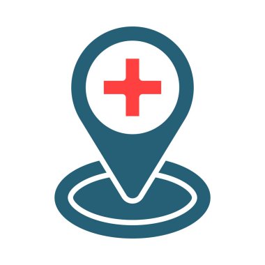 Hastane Konumu Vektör Sembolü Kişisel ve Ticari Kullanım İçin İki Renk Simgesi