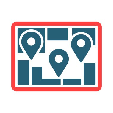 Kişisel ve Ticari Kullanım İçin Çoklu POI Vektör Sembolü İki Renk Simgesi