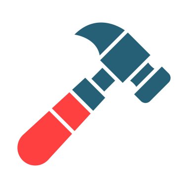 Kişisel ve ticari kullanım için Çekiç Vektörü Kabartma İki Renk Simgesi