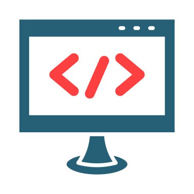 Kişisel ve ticari kullanım için Kodlama Vektörü Sembolü İki Renk Simgesi