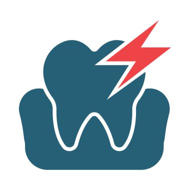 Kişisel ve Ticari Kullanım İçin Diş Ağrısı Vektörü Kabartması İki Renk Simgesi