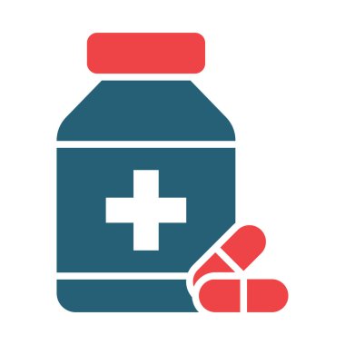 Kişisel ve ticari kullanım için İlaç Vektörü Sembolü İki Renk Simgesi