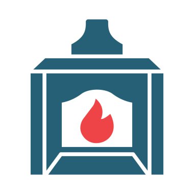 Kişisel ve ticari kullanım için Gaz Fırını Vektör Sembolü İki Renk Simgesi