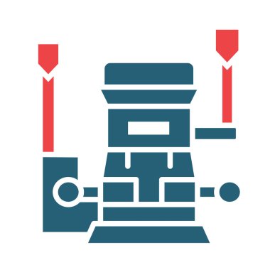 Kişisel ve ticari kullanım için Lazer Kesme Makinesi Vektör Sembolü İki Renk Simgesi
