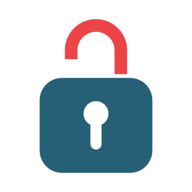 Kişisel ve ticari kullanım için Kilit Vektörü Kabartma İki Renk Simgesini Aç