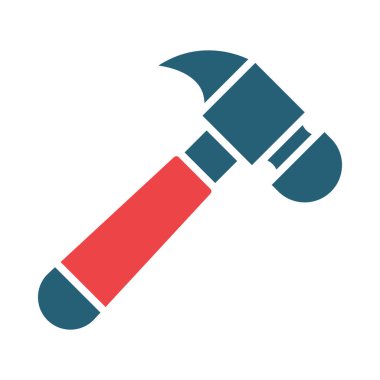 Kişisel ve ticari kullanım için Çekiç Vektörü Kabartma İki Renk Simgesi