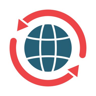 Kişisel ve Ticari Kullanım İçin Dünya Çapında Vektör Sembolü İki Renk Simgesi