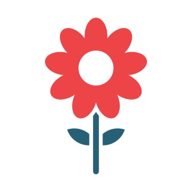 Kişisel ve ticari kullanım için Çiçek Vektörü Kabartması İki Renk Simgesi