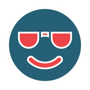 Kişisel ve ticari kullanım için Güneş Gözlüğü Vektör Sembolü İki Renk Simgesi ile Gülen Yüz