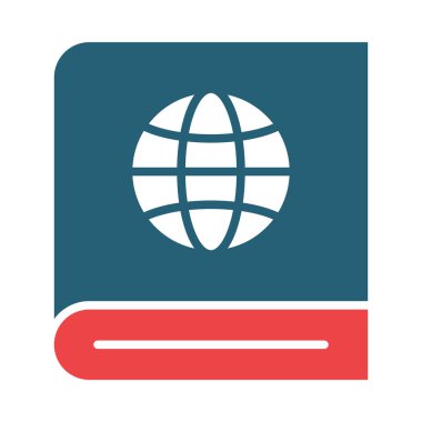 Kişisel ve ticari kullanım için coğrafya kitabı vektörü kabartması iki renk simgesi