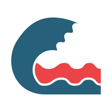 Kişisel ve Ticari Kullanım İçin Dalgalar Vektör Sembolü İki Renk Simgesi