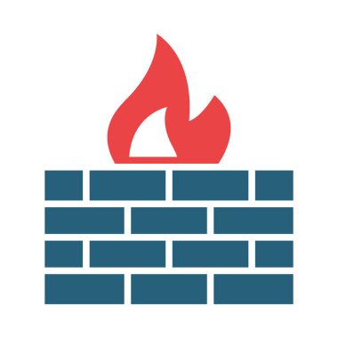 Kişisel ve ticari kullanım için Güvenlik Duvarı Vektör Sembolü İki Renk Simgesi