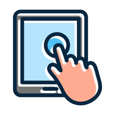 Kişisel ve Ticari Kullanım İçin Koyu Renk Simgelerini Doldurulmuş Dokunmatik Ekran Kalın Çizgisi