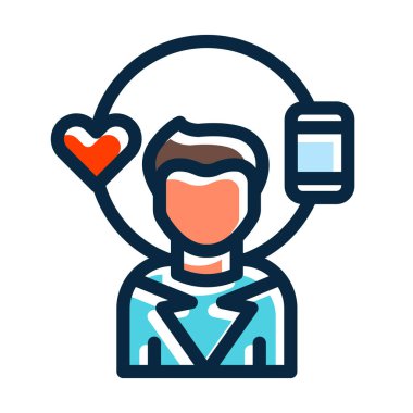 Milenyum Vektör Kalın Çizgisi Kişisel ve Ticari Kullanım İçin Koyu Renk Simgeleri Dolduruldu