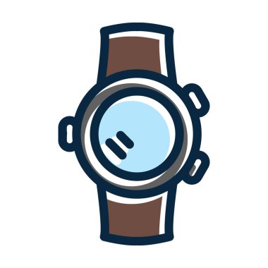 Kişisel ve ticari kullanım için Koyu Renk Simgelerini Doldurulmuş Akıllı Saat Vektör Çizgisi