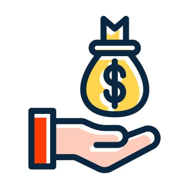 Kişisel ve Ticari Kullanım İçin Koyu Renk Simgelerini Doldurulmuş İş Vektörü Kalın Çizgisi