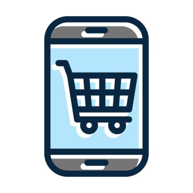 Çevrimiçi Dükkan Vektörü Kalın Çizgisi Kişisel ve Ticari Kullanım İçin Koyu Renk Simgeleri Dolduruldu