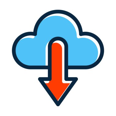 Bulut İndirme Kalın Çizgisi Kişisel ve Ticari Kullanım İçin Koyu Renk Simgeleri Dolduruldu