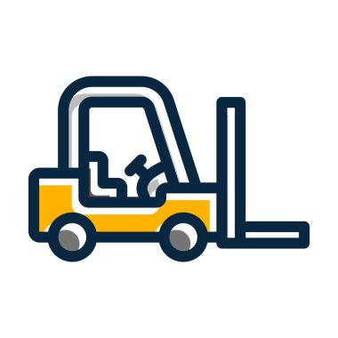 Forklift Vektör Kalın Çizgisi Kişisel ve Ticari Kullanım İçin Koyu Renk Simgeleri Dolduruldu