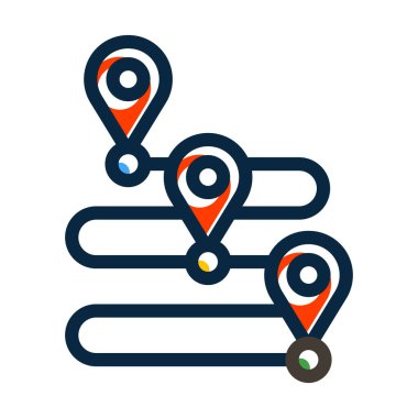 Yol Haritası Kalın Çizgisi Kişisel ve Ticari Kullanım İçin Koyu Renk Simgeleri Dolduruldu