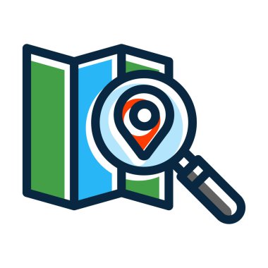 Kişisel ve ticari kullanım için Koyu Renk Simgeleri Doldurulmuş Harita Vektör Kalın Çizgisi Ara