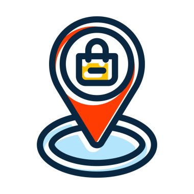 Alışveriş Hedefi Kalın Çizgi Koyu Renkler Kişisel ve Ticari Kullanım Simgeleri Dolduruldu