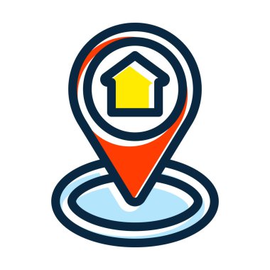 Kişisel ve ticari kullanım için Koyu Renk Simgeleri Doldurulmuş Ev Varış Veri Çizgisi Kalın Çizgisi