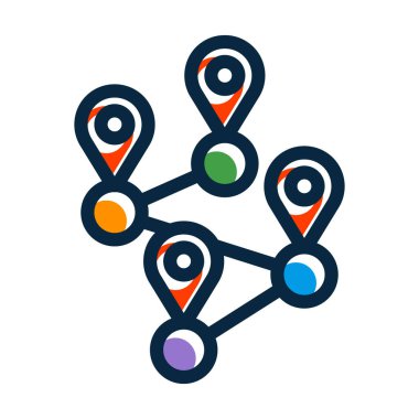 Kişisel ve Ticari Kullanım İçin Koyu Renk Simgelerini Doldurulmuş Çoklu Dağıtım Vektör Çizgisi