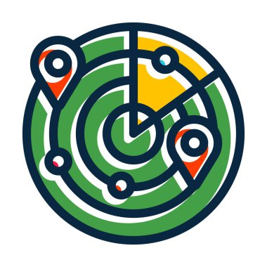 Radar Vektör Kalın Çizgisi Kişisel ve Ticari Kullanım İçin Koyu Renk Simgeleri Dolduruldu