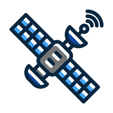 Kişisel ve Ticari Kullanım İçin Koyu Renk Simgelerini Doldurulmuş Uydu Vektörü Kalın Çizgisi