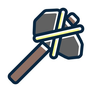 Taş Balta Vektör Kalın Çizgisi Koyu Renk Simgeleri Kişisel ve Ticari Kullanım İçin Simgeler