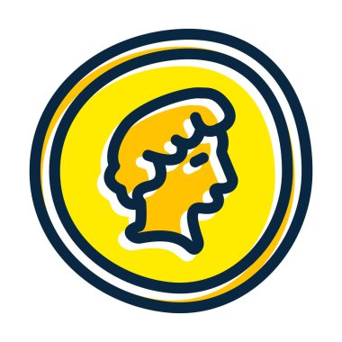 Sikke Vektörü Kalın Çizgisi Kişisel ve Ticari Kullanım İçin Koyu Renk Simgeleri Dolduruldu