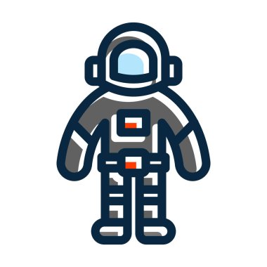 Astronot Uzay Giysisi Kalın Çizgisi Kişisel ve Ticari Kullanım İçin Koyu Renk Simgeleri Dolduruldu