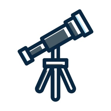 Kişisel ve ticari kullanım için Koyu Renk Simgeleri Doldurulmuş Teleskop Vektör Kalın Çizgisi