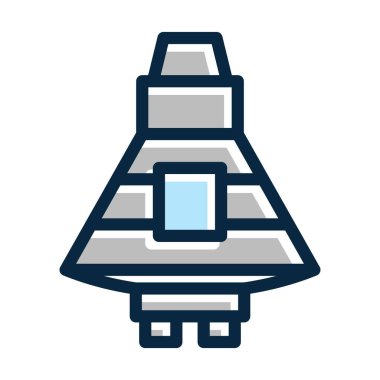 Kişisel ve ticari kullanım için Koyu Renk Simgelerini Doldurulmuş Uzay Kapsülü Kalın Çizgisi