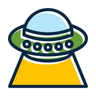 Kişisel ve ticari kullanım için Koyu Renk Simgeleri Doldurulmuş UFO Vektör Kalın Çizgisi